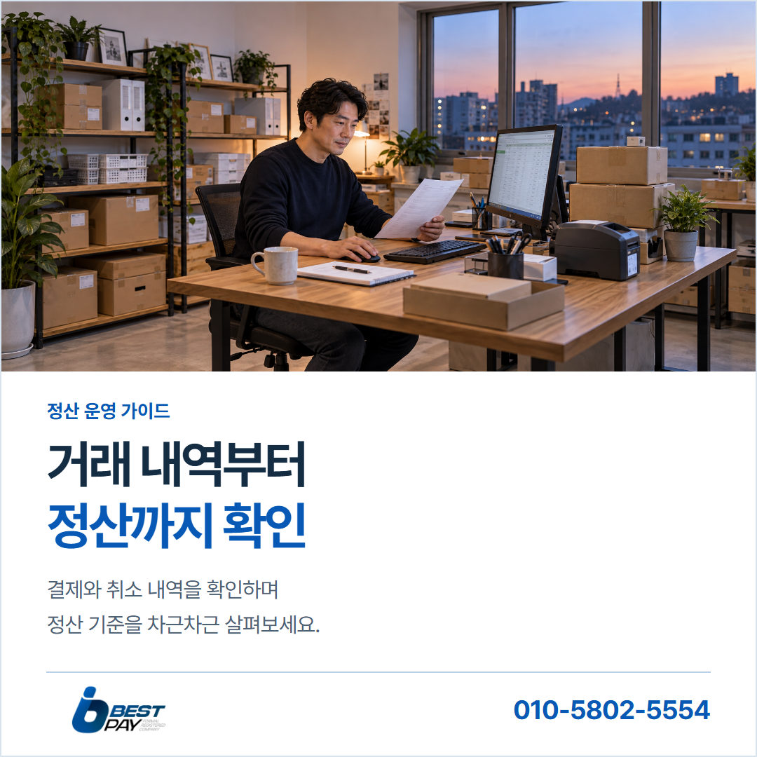 거래 내역부터 · 정산까지 확인 — 결제와 취소 내역을 확인하며 정산 기준을 차근차근 살펴보세요.
